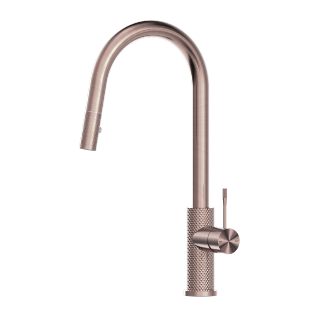 Robinet de cuisine Valencia – Rétractable avec fonction spray – Bronze brossé