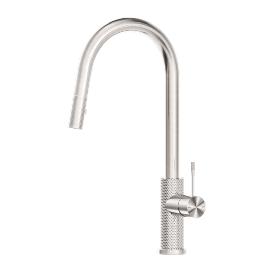 Robinet de cuisine Valencia – Rétractable avec fonction spray – Nickel brossé