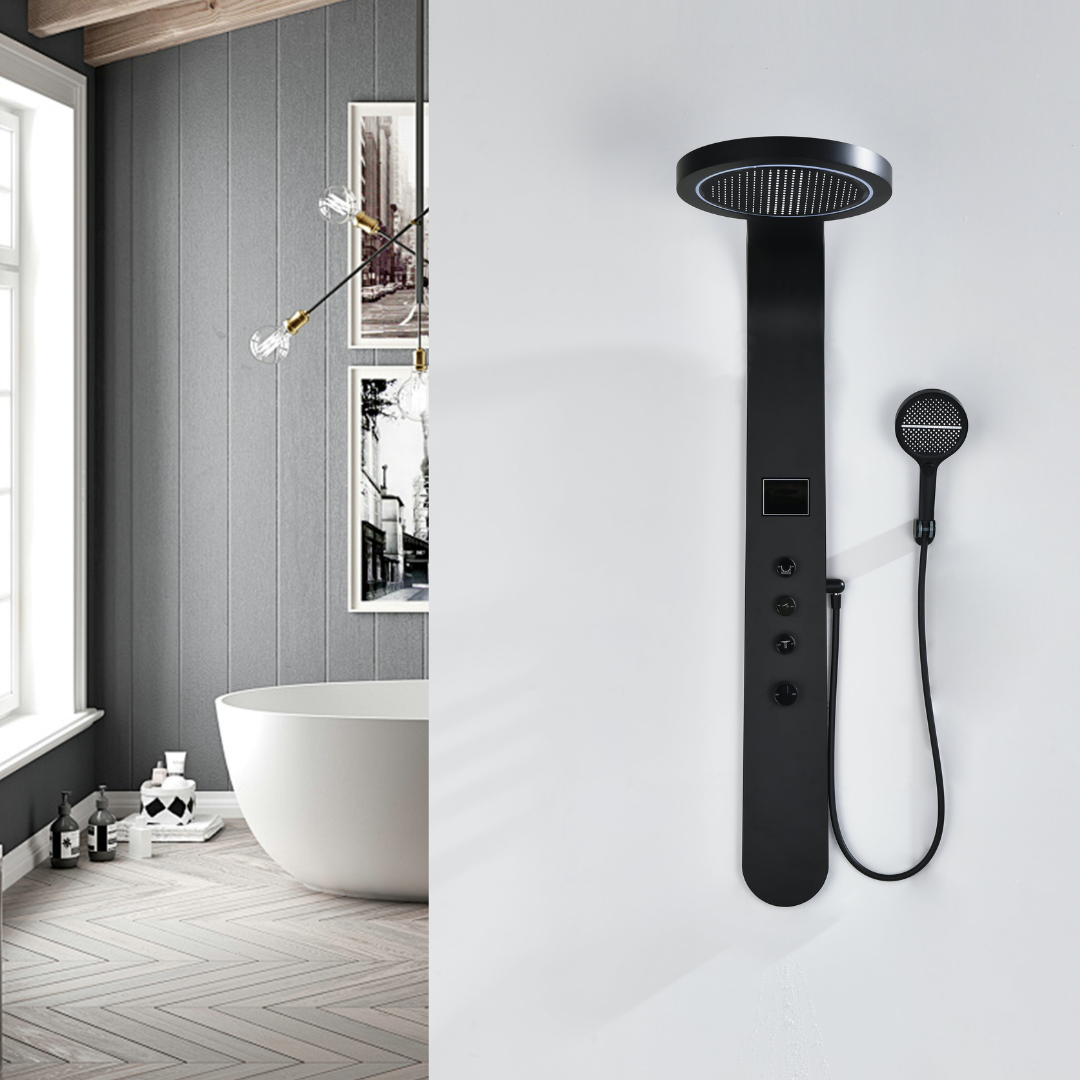 Douchepaneel Elena - LED - Digitaal display - Matte black