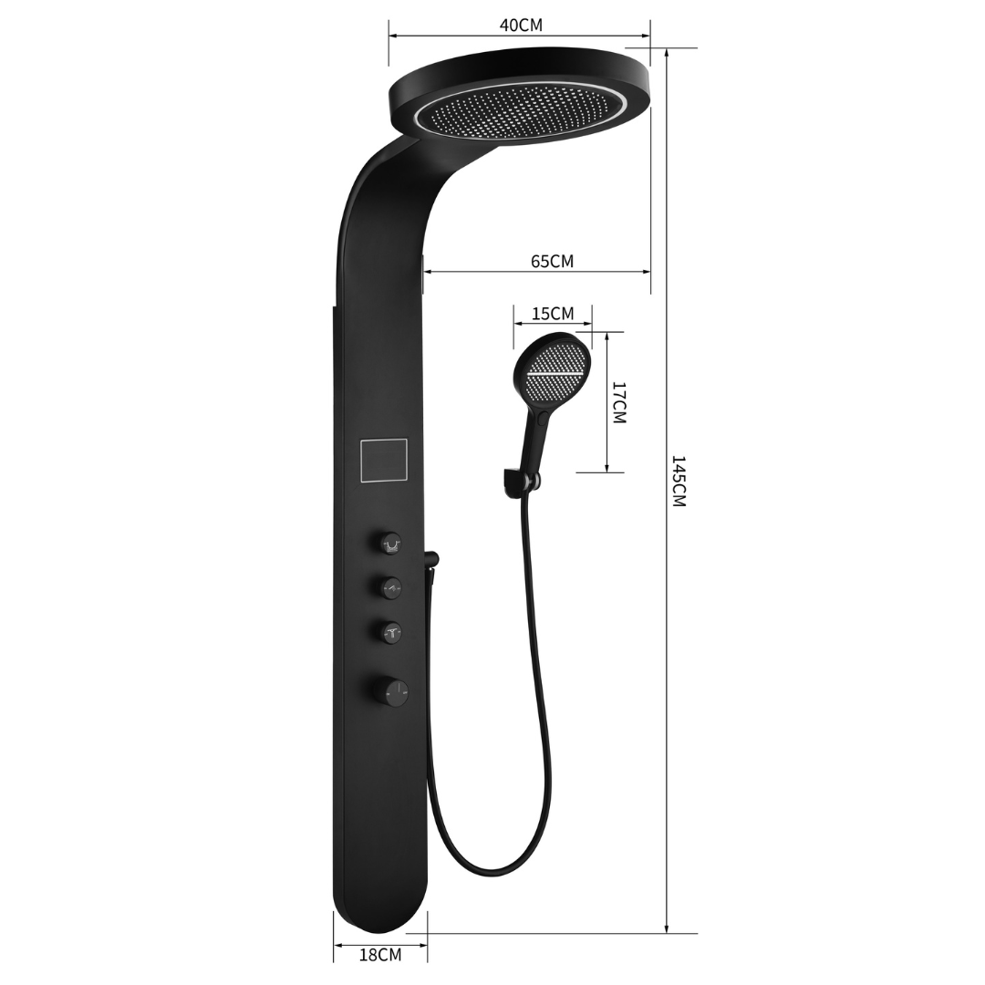 Douchepaneel Elena - LED - Digitaal display - Matte black