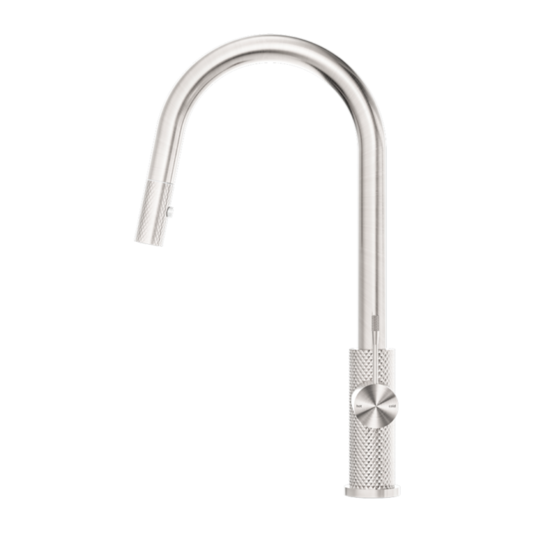 Robinet de cuisine Valencia – Rétractable avec fonction spray – Nickel brossé