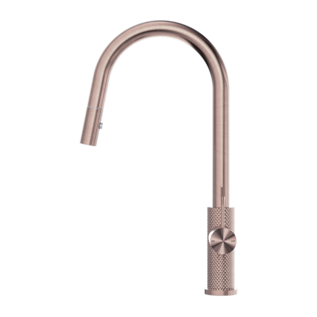 Robinet de cuisine Valencia – Rétractable avec fonction spray – Bronze brossé