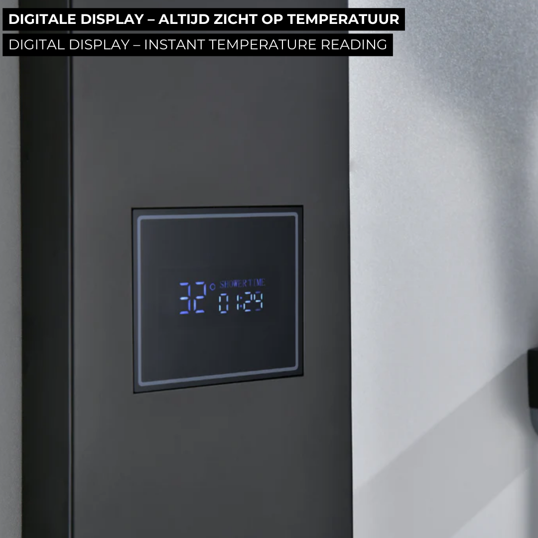 Douchepaneel Elena - LED - Digitaal display - Matte black