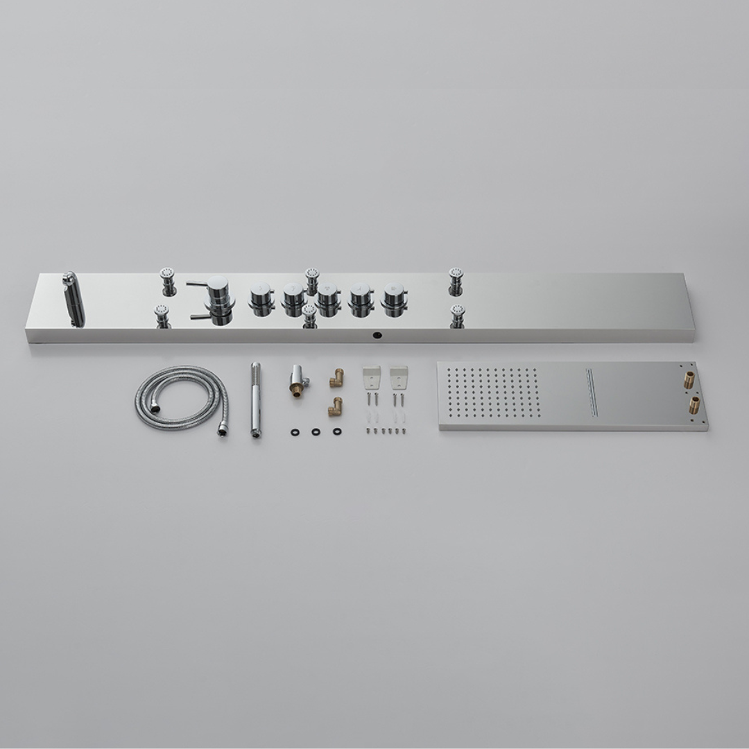 Douchepaneel Nana – Waterval – Massagejets – Chrome - 150 × 20 × 60 cm