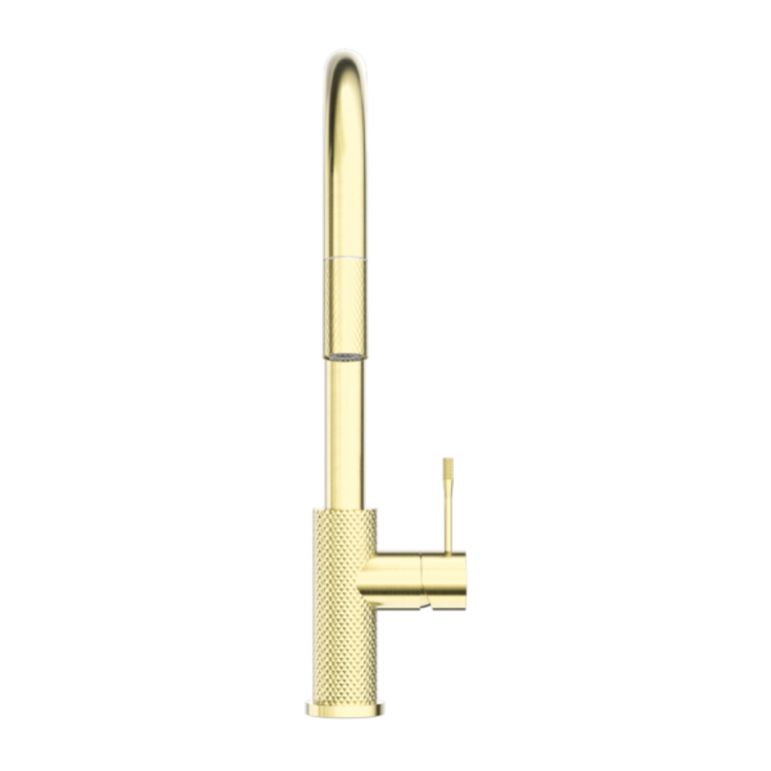 Robinet de cuisine Valencia – Rétractable avec fonction spray – Or brossé
