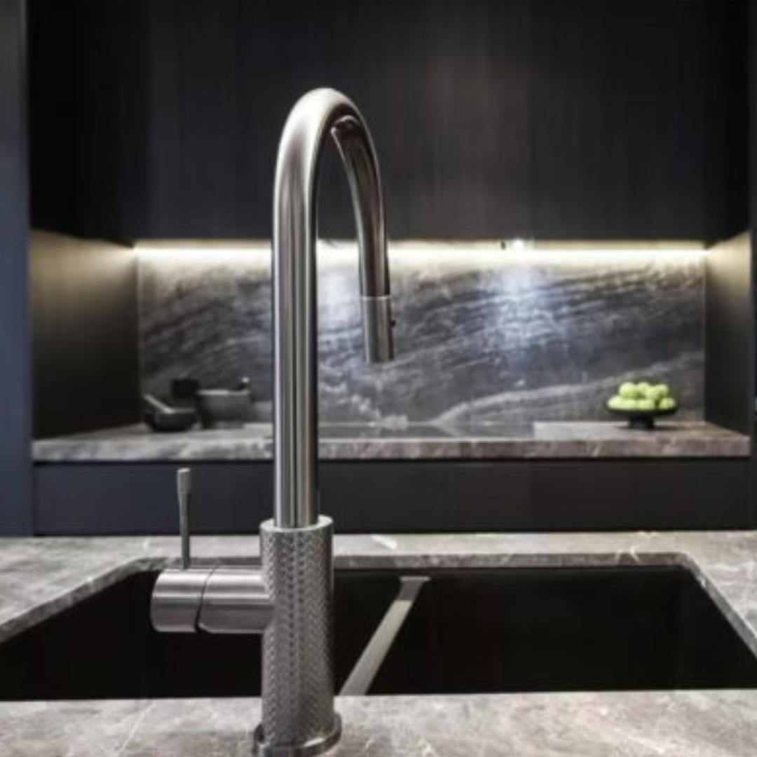 Robinet de cuisine Valencia – Rétractable avec fonction spray – Nickel brossé