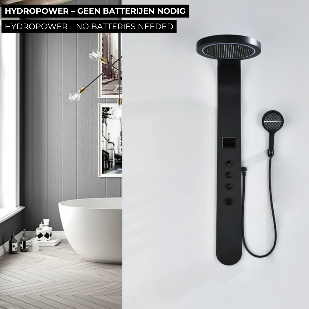 Douchepaneel Elena - LED - Digitaal display - Matte black