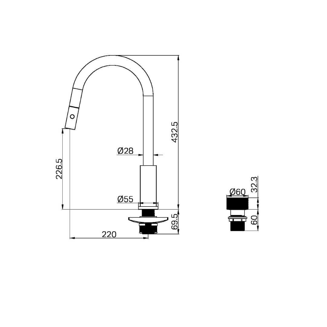 Robinet de cuisine Valencia – 2-Trous – Graphite