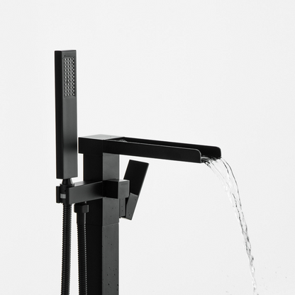Robinet de baignoire indépendant Lisandro – Sortie d'eau en cascade – Noir mat