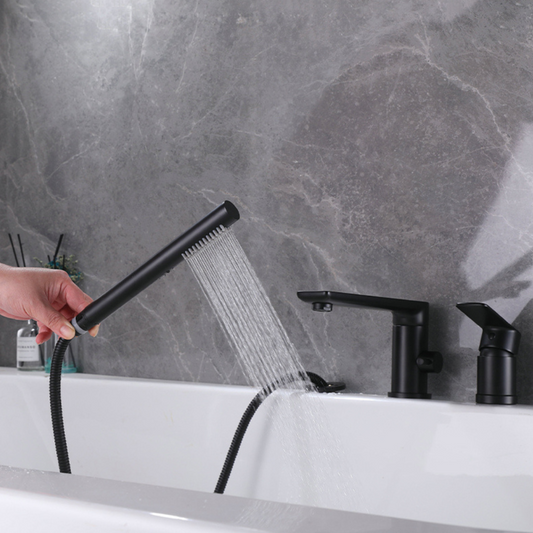 Robinet de baignoire indépendant Lisandro – Sortie d'eau en cascade – Nickel brossé