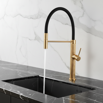 Semi-professionele Keukenkraan Angelica – Uittrekbare Uitloop – Brushed gold - 52.9 × 24.9 × 5.5 cm