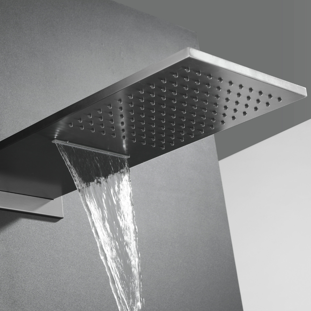 Ensemble de douche à effet pluie encastré thermostatique Isabella - Cascade - Gris gunmetal