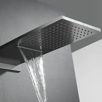 Ensemble de douche à effet pluie encastré thermostatique Isabella - Cascade - Gris gunmetal