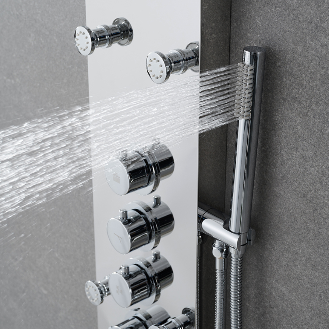 Robinet de baignoire indépendant Lisandro – Sortie d'eau en cascade – Nickel brossé