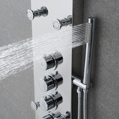 Robinet de baignoire indépendant Lisandro – Sortie d'eau en cascade – Nickel brossé
