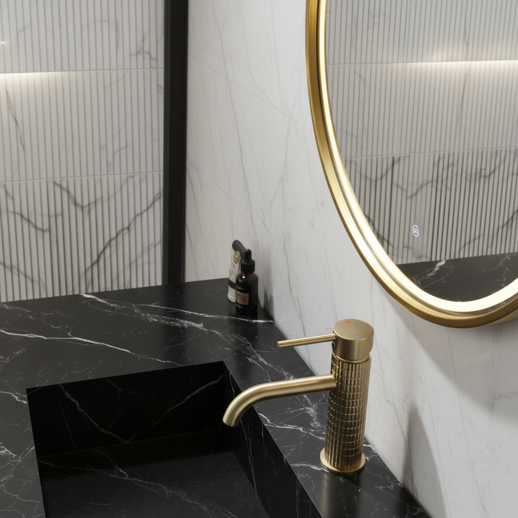 Opbouw wastafelkraan Angelica - Brushed gold - 15.9 × 12.2 × 5.5 cm