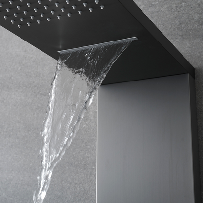 Robinet de baignoire indépendant Lisandro – Sortie d'eau en cascade – Nickel brossé