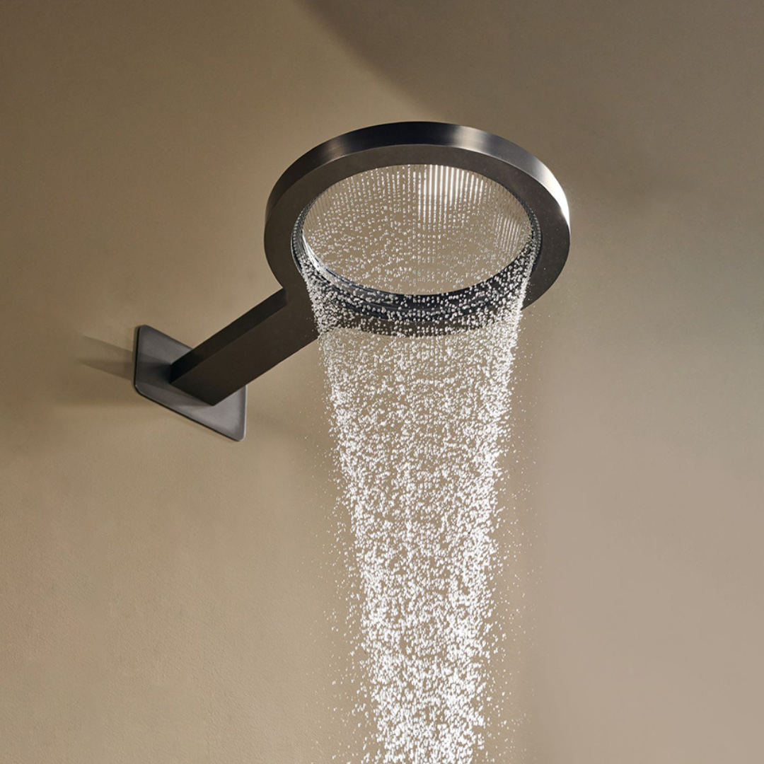 Ensemble de douche à effet pluie encastré thermostatique – Marino – Cascade & Douche à main – Régulation numérique – Gunmetal Grey