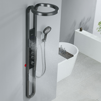 Panneau de douche thermostatique Marcelo – Affichage numérique - Noir mat