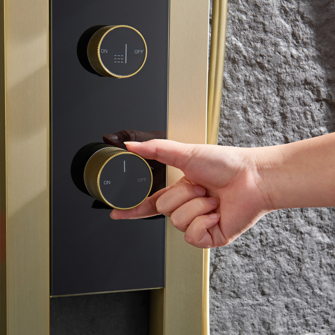 Panneau de douche thermostatique Marcelo – Affichage numérique - Or brossé