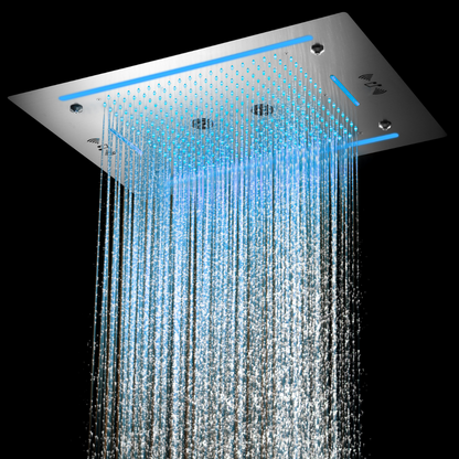 6-in-1 Thermostatische Inbouw Regendoucheset Marino – Bluetooth & Speakers – LED Verlichting – Massagejets - Chrome