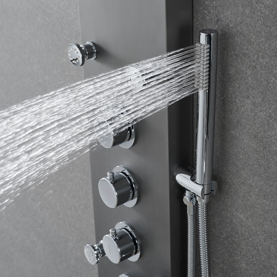 Robinet de baignoire indépendant Lisandro – Sortie d'eau en cascade – Nickel brossé