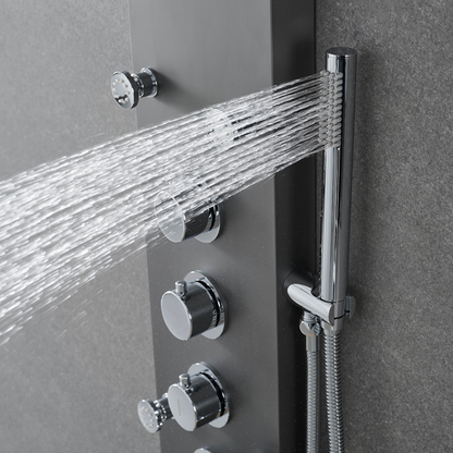 Robinet de baignoire indépendant Lisandro – Sortie d'eau en cascade – Nickel brossé