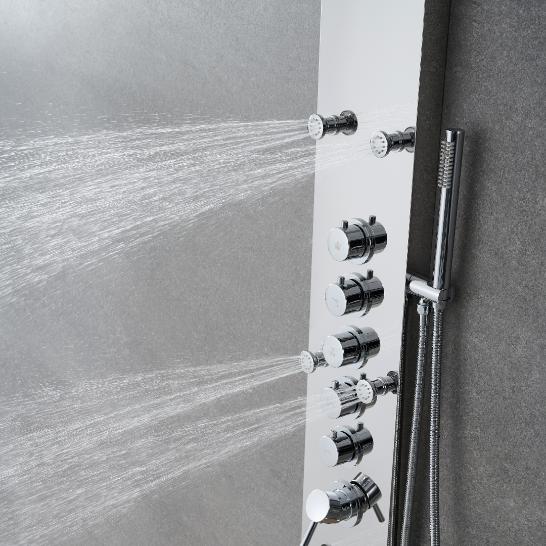 Robinet de baignoire indépendant Lisandro – Sortie d'eau en cascade – Nickel brossé