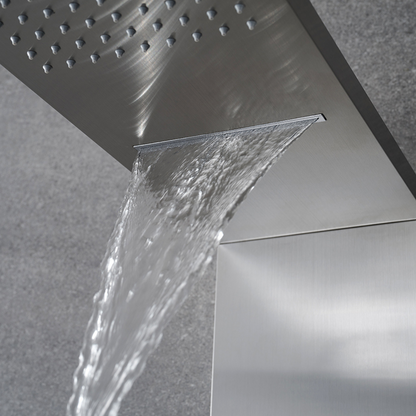 Robinet de baignoire indépendant Lisandro – Sortie d'eau en cascade – Nickel brossé