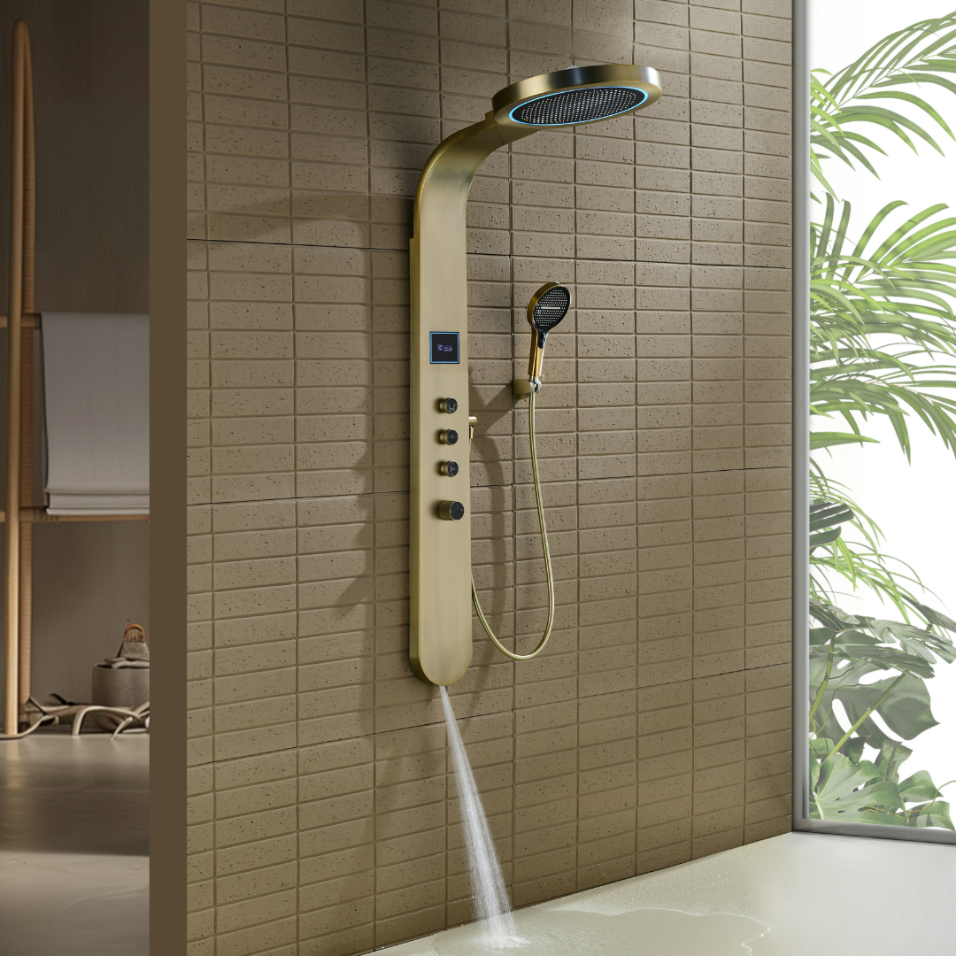 Robinet de baignoire indépendant Lisandro – Sortie d'eau en cascade – Nickel brossé