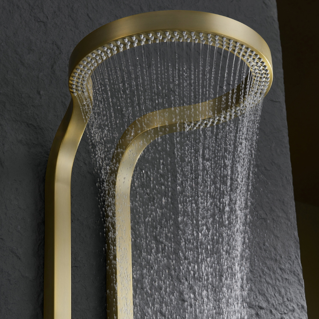 Panneau de douche thermostatique Marcelo – Affichage numérique - Or brossé