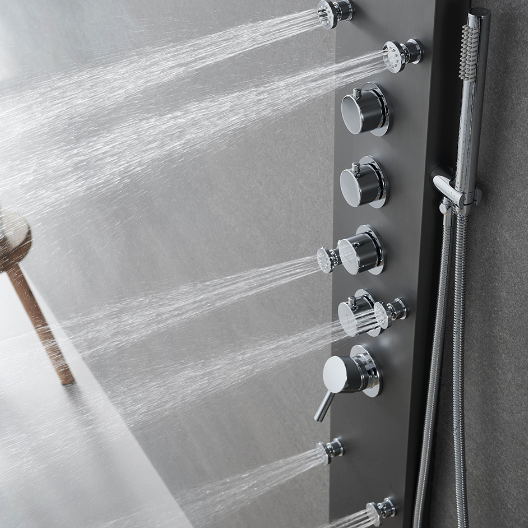 Robinet de baignoire indépendant Lisandro – Sortie d'eau en cascade – Nickel brossé