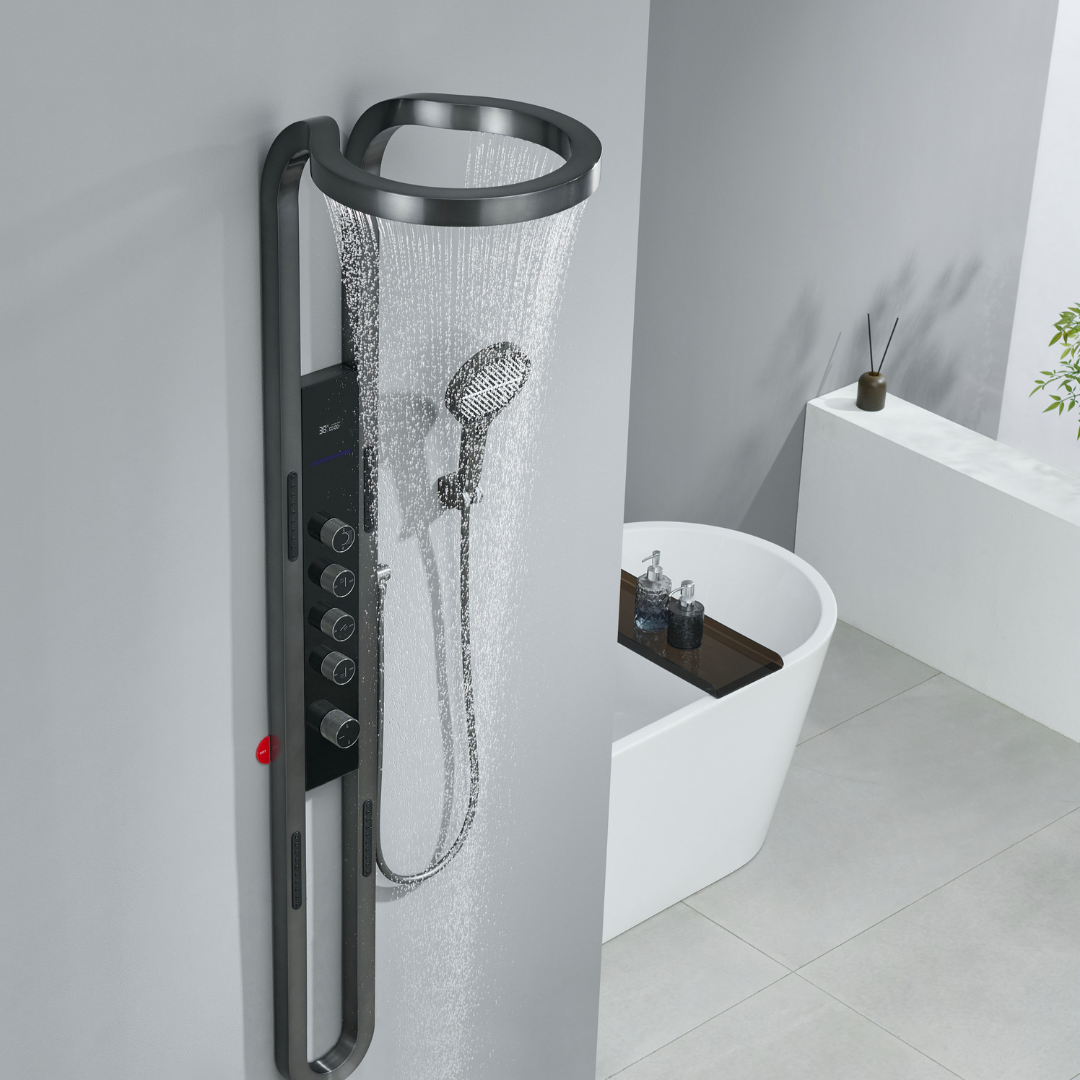 Panneau de douche thermostatique Marcelo – Affichage numérique - Noir mat