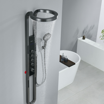 Panneau de douche thermostatique Marcelo – Affichage numérique - Noir mat