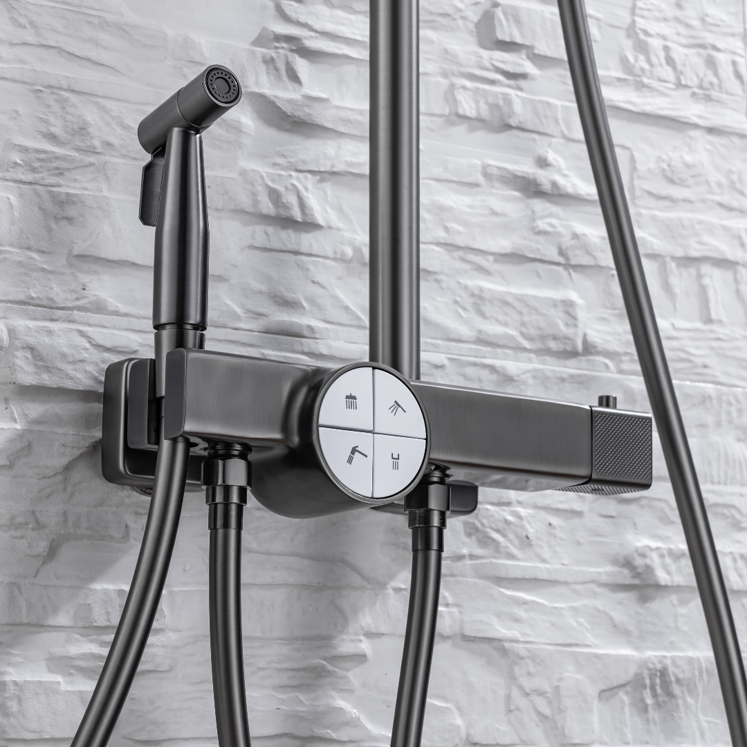 Thermostatische opbouw regendoucheset- Angelo - Gunmetal grey