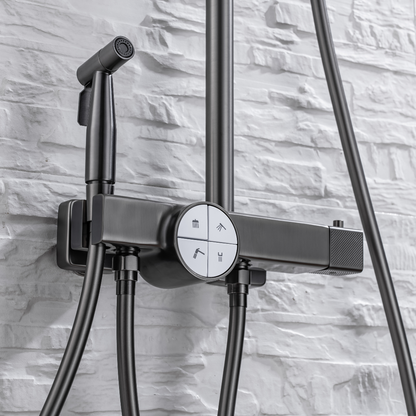Thermostatische opbouw regendoucheset- Angelo - Gunmetal grey
