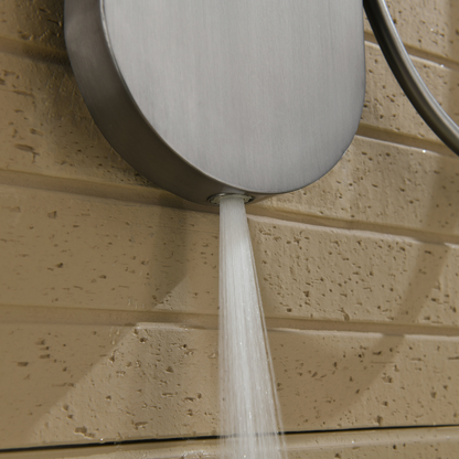 Robinet de baignoire indépendant Lisandro – Sortie d'eau en cascade – Nickel brossé
