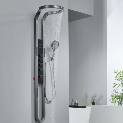 Panneau de douche thermostatique Marcelo – Affichage numérique - Noir mat