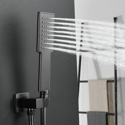 Ensemble de douche à effet pluie encastré thermostatique Isabella - Cascade - Gris gunmetal
