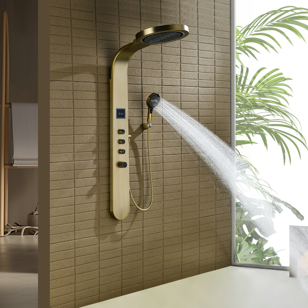 Robinet de baignoire indépendant Lisandro – Sortie d'eau en cascade – Nickel brossé