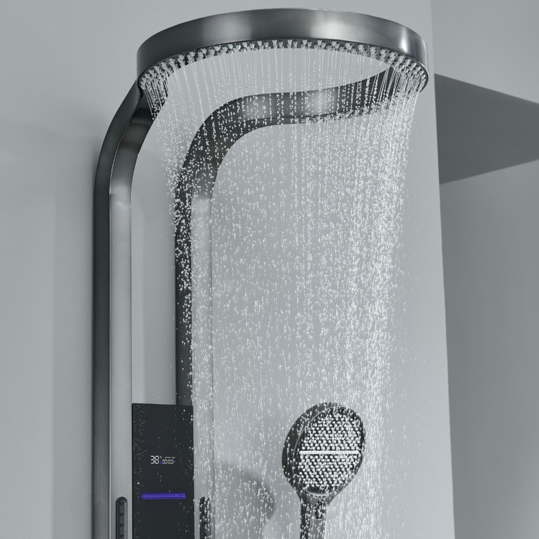 Panneau de douche thermostatique Marcelo – Affichage numérique - Gris gunmetal