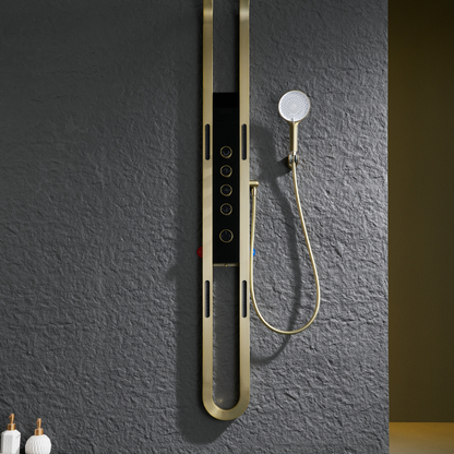 Panneau de douche thermostatique Marcelo – Affichage numérique - Or brossé