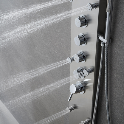 Robinet de baignoire indépendant Lisandro – Sortie d'eau en cascade – Nickel brossé