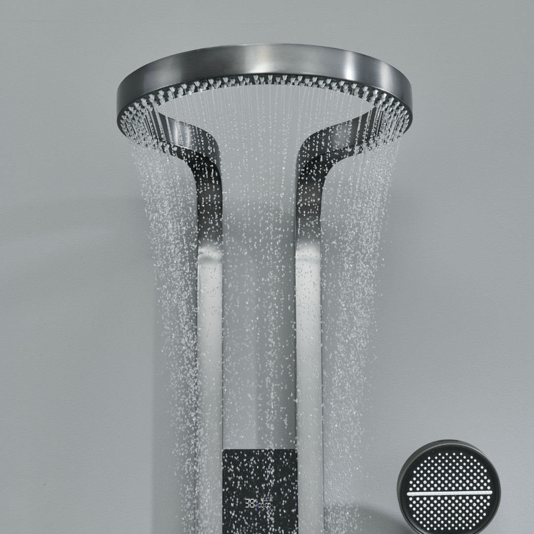 Panneau de douche thermostatique Marcelo – Affichage numérique - Gris gunmetal