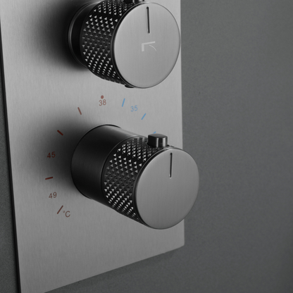Ensemble de douche à effet pluie encastré thermostatique Isabella - Cascade - Gris gunmetal