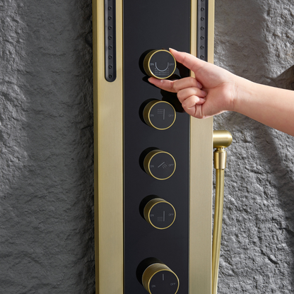 Panneau de douche thermostatique Marcelo – Affichage numérique - Or brossé