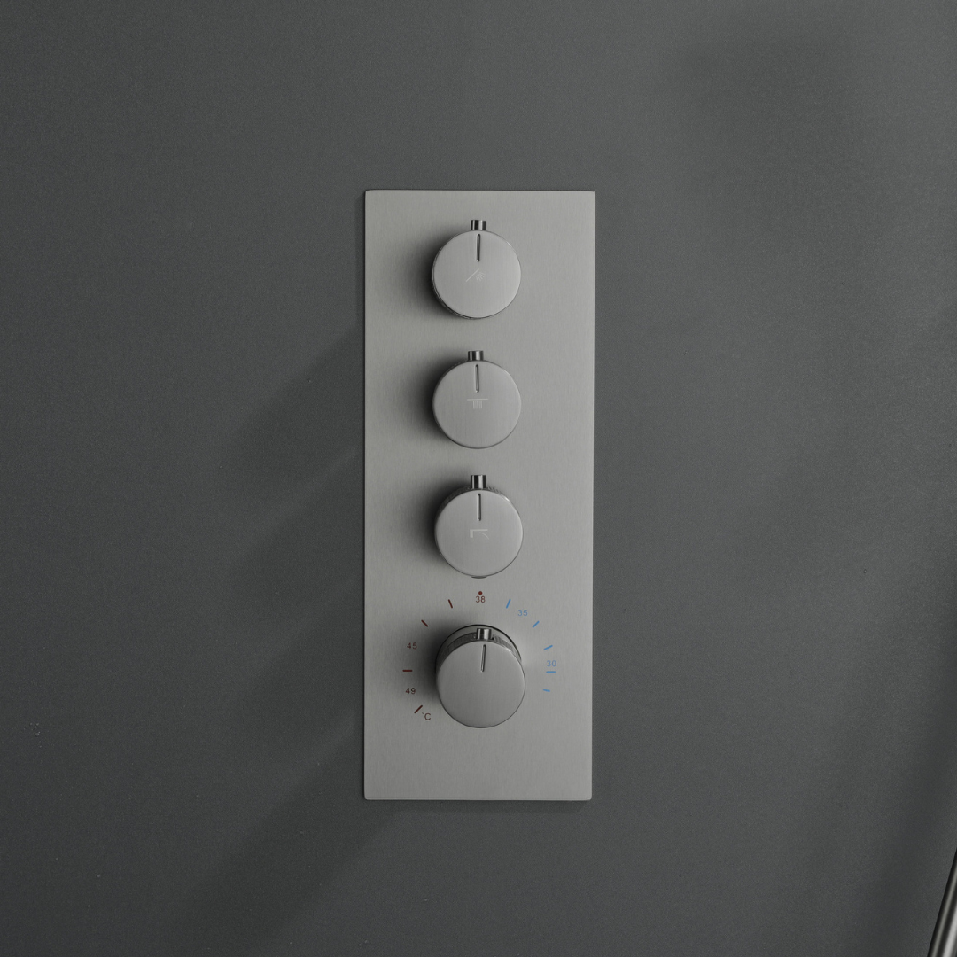 Ensemble de douche à effet pluie encastré thermostatique Isabella - Cascade - Gris gunmetal