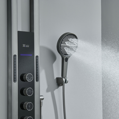 Panneau de douche thermostatique Marcelo – Affichage numérique - Gris gunmetal