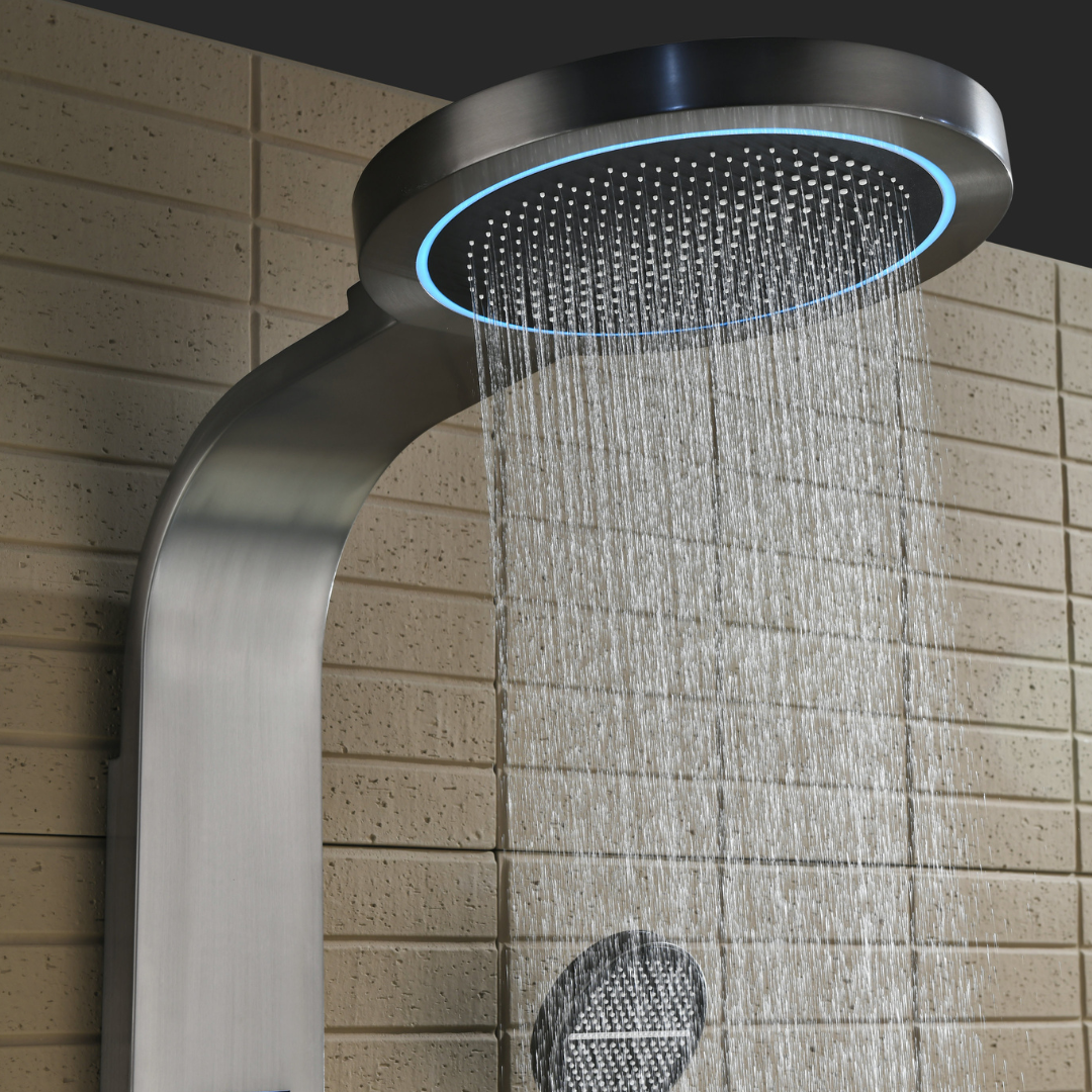 Robinet de baignoire indépendant Lisandro – Sortie d'eau en cascade – Nickel brossé