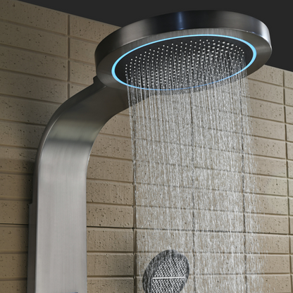 Robinet de baignoire indépendant Lisandro – Sortie d'eau en cascade – Nickel brossé